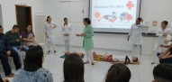 Palestra 'Primeiros Socorros: Práticas Simuladas', com a professora Cristiane Vieira Terezinha Pedrozo